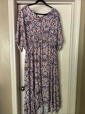 Nurture 1X  Printed Maxi Dress in Pink and Blue multi color